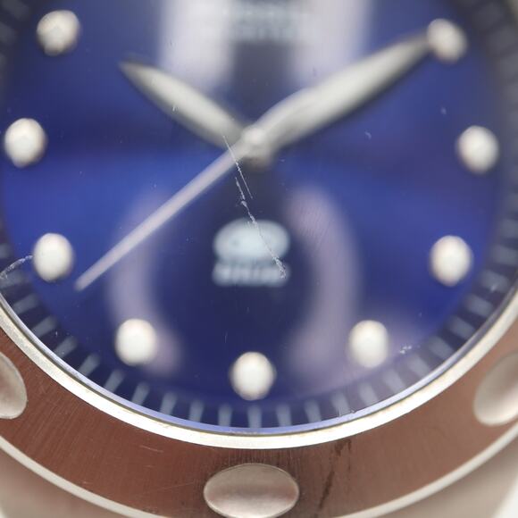 Fossil Blue Mens Silver Tone Blue Dial Watch AM-3319 Stainless Steel New Battery - Picture 9 of 14